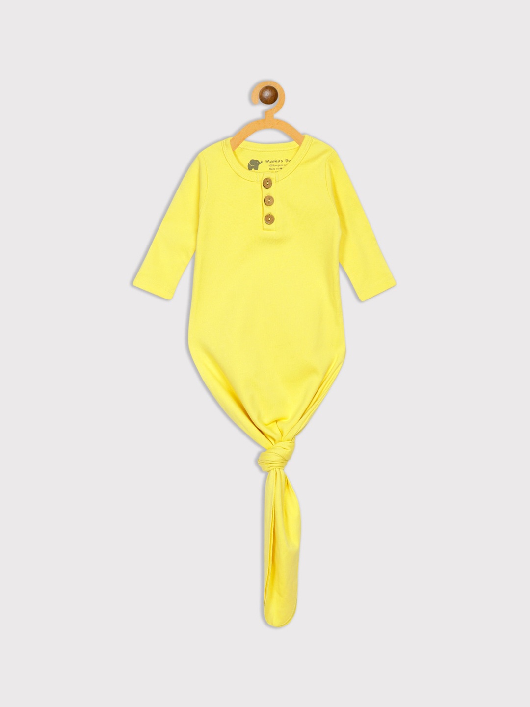 

Mamas Boo Yellow Full Sleeves Cotton Knotted Sustainable Sustainable Rompers