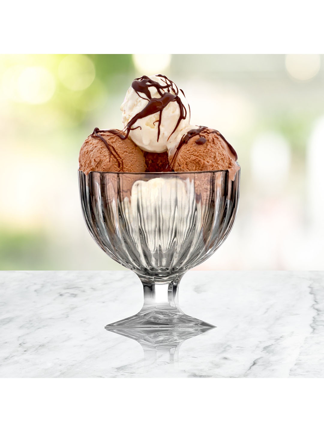 

Athome by Nilkamal Set of 6 Transparent Textured Ice Cream Glasses