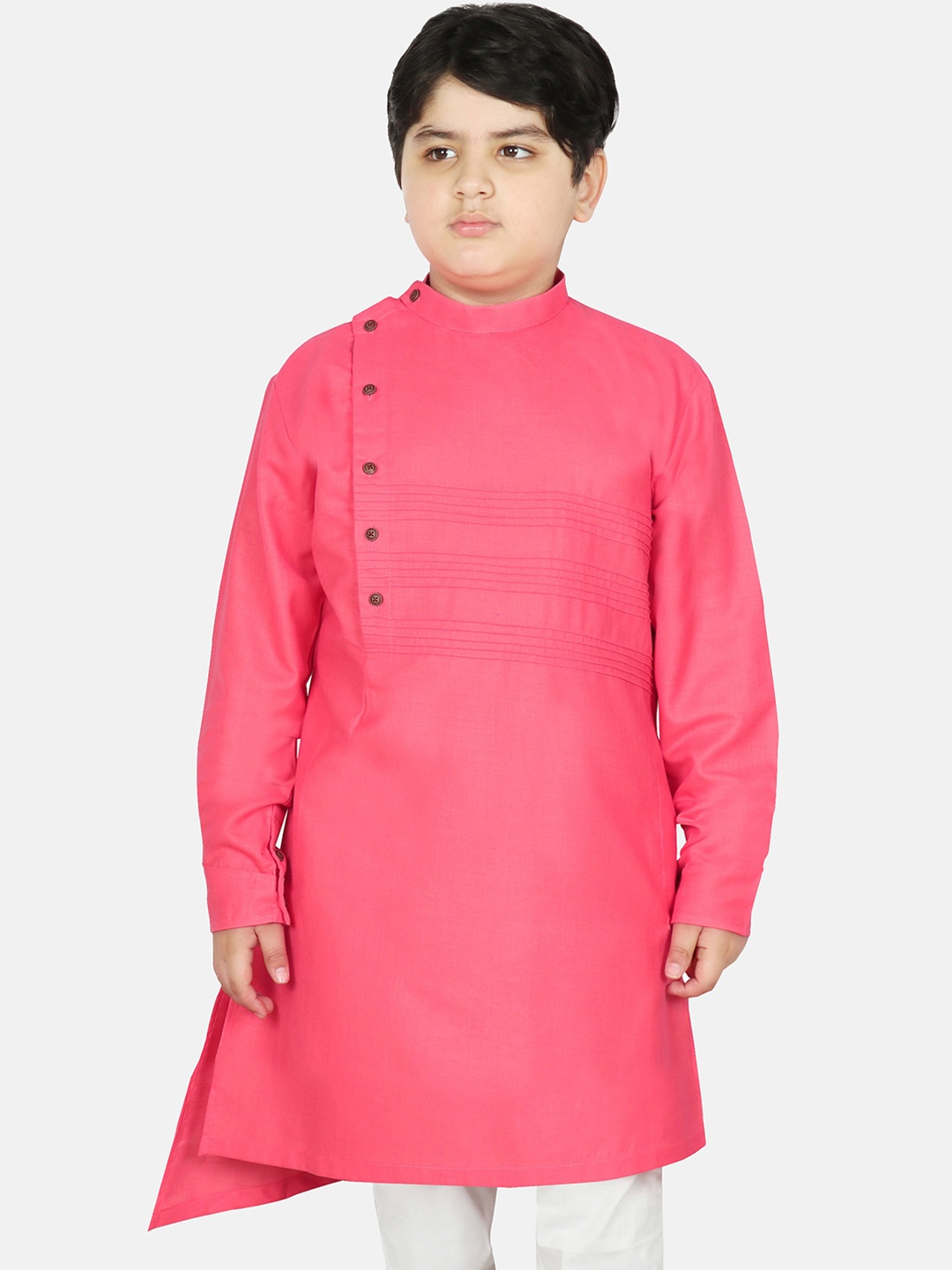 

SG YUVRAJ Boys Peach-Coloured Thread Work Kurta