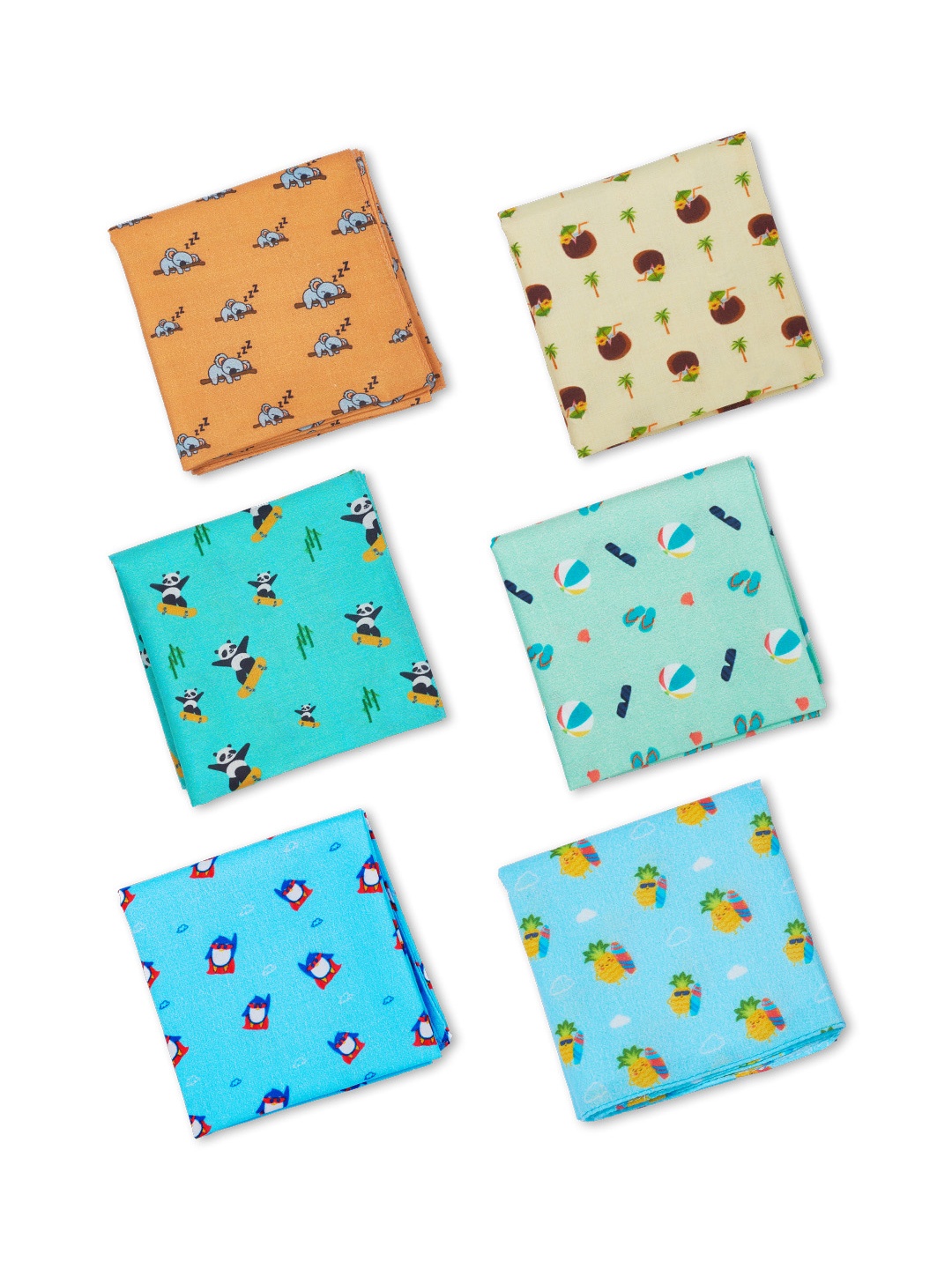 

hexafun Men Pack of 6 Printed Pure Organic Cotton Handkerchiefs, Blue