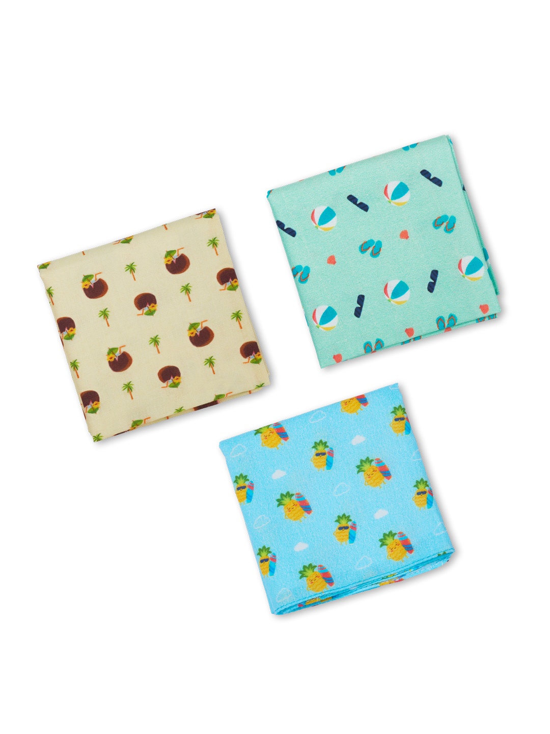 

hexafun Men Pack of 3 Printed Pure Organic Cotton Handkerchief, Blue