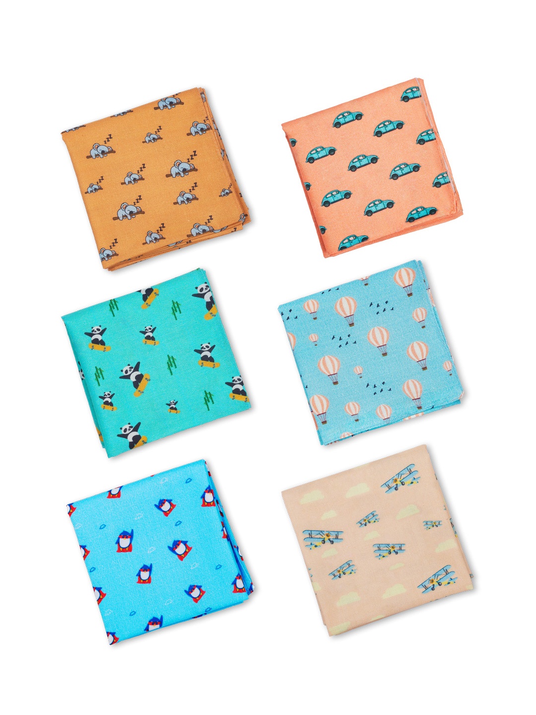 

hexafun Men Pack of 3 Printed Pure Organic Cotton Handkerchief, Blue