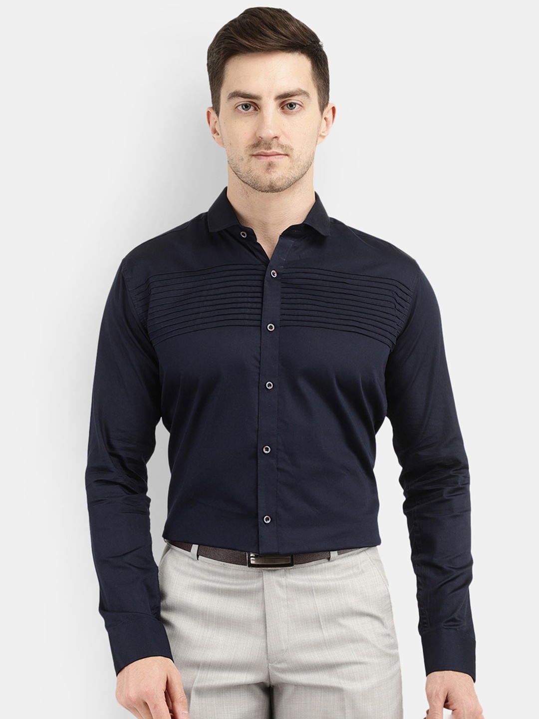 

V-Mart Men Navy Blue Classic Party Shirt