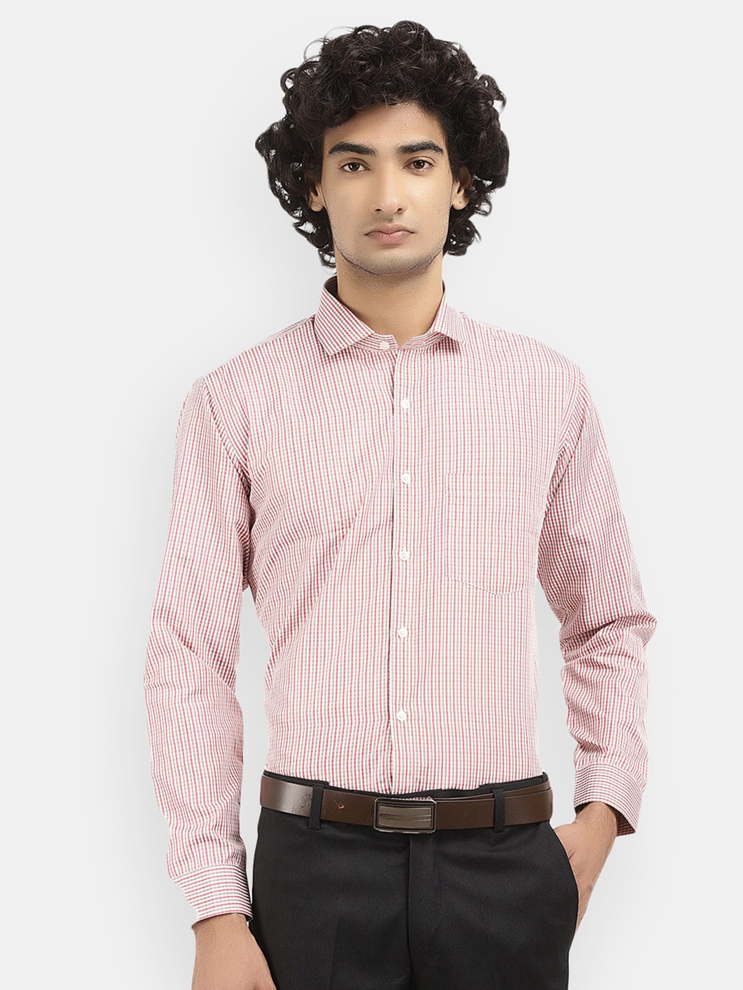 

V-Mart Men Pink Classic Micro Checks Checked Formal Shirt