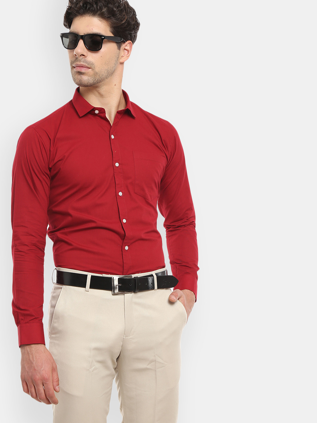 

J White by Vmart Men Maroon Classic Cotton Formal Shirt