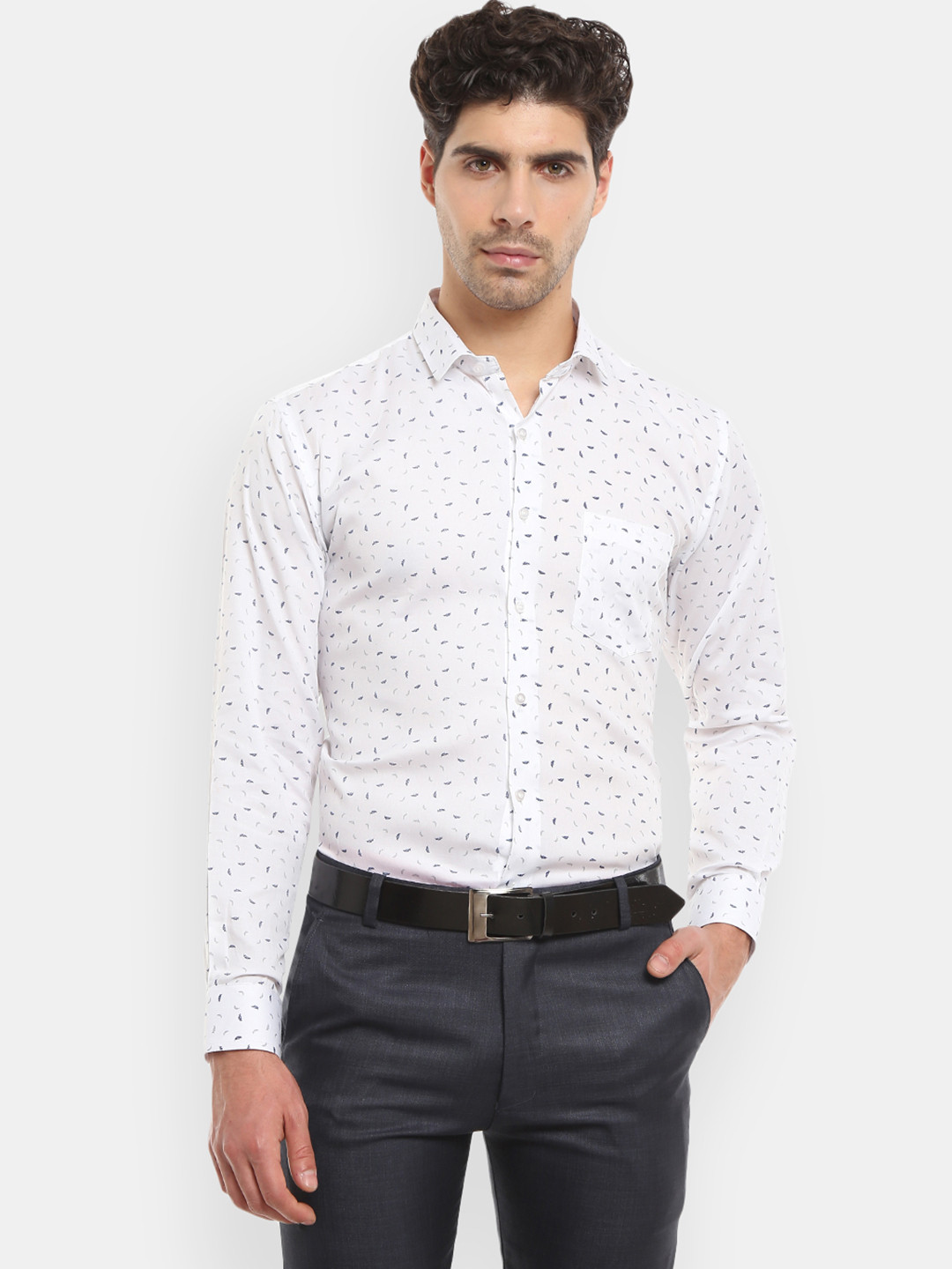 

V-Mart White Classic Printed Formal Shirt