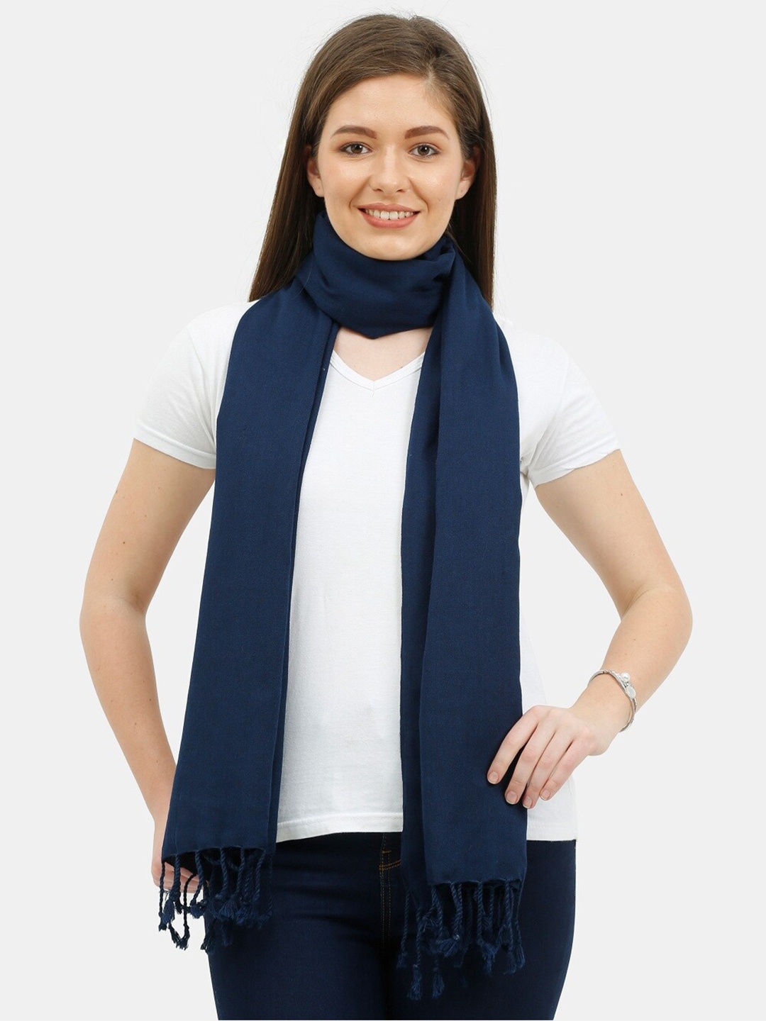 

thickskin Women Navy Blue Solid Stole