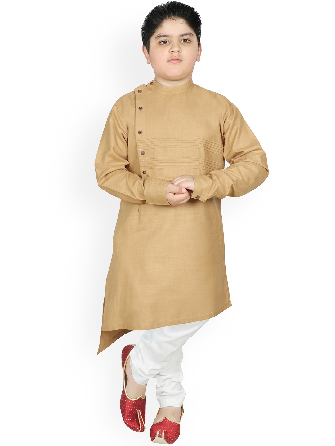 

SG YUVRAJ Boys Beige Pure Cotton Kurta with Churidar