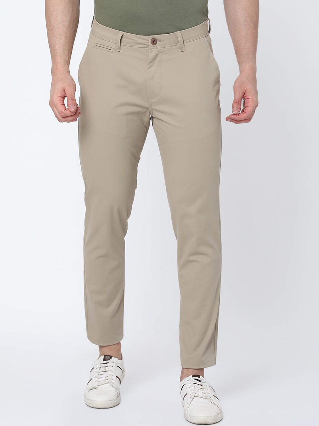 

MERCHANT MARINE Men Khaki Slim Fit Stretchable Trousers
