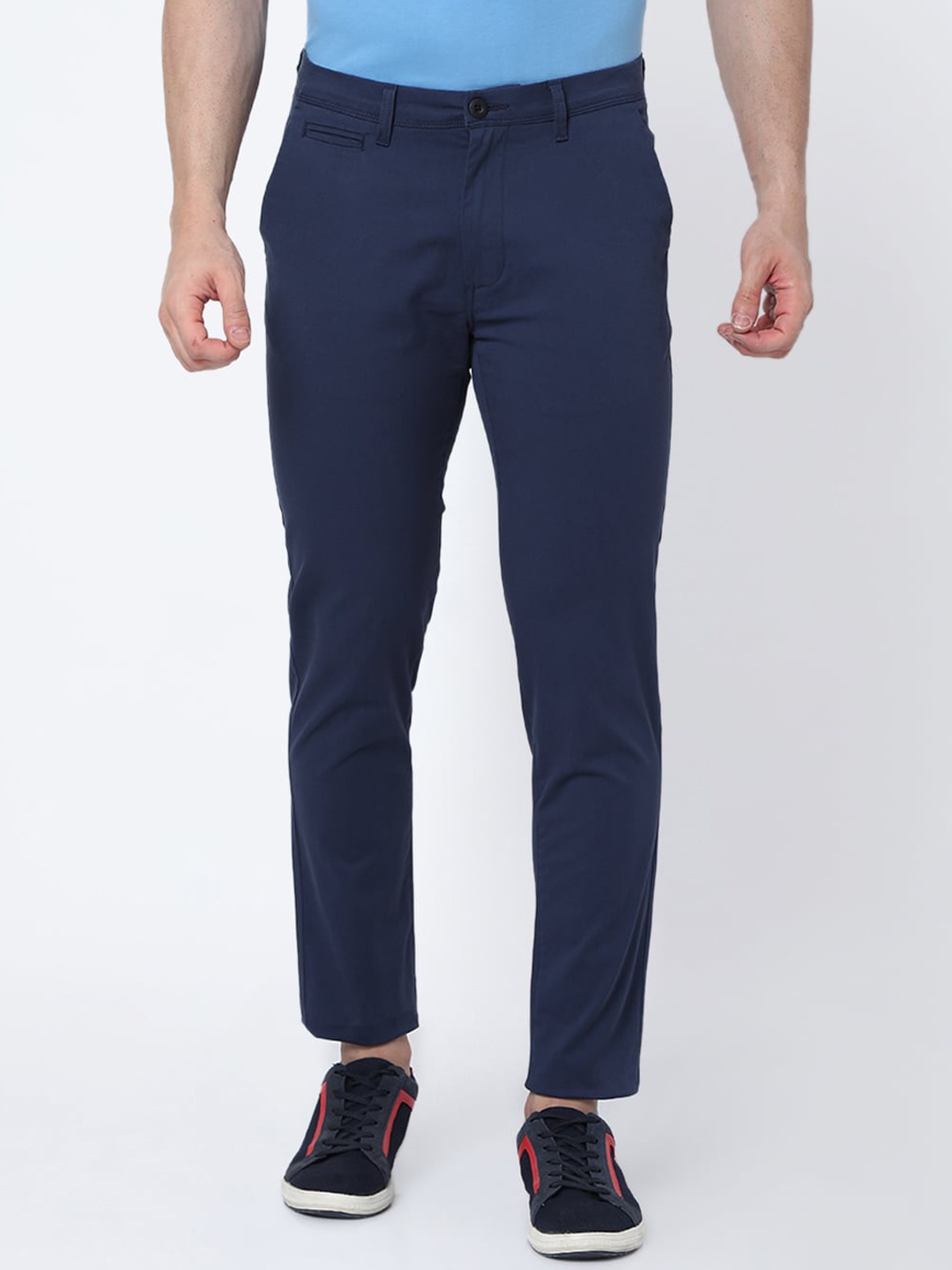 

MERCHANT MARINE Men Navy Blue Solid Slim Fit Chinos