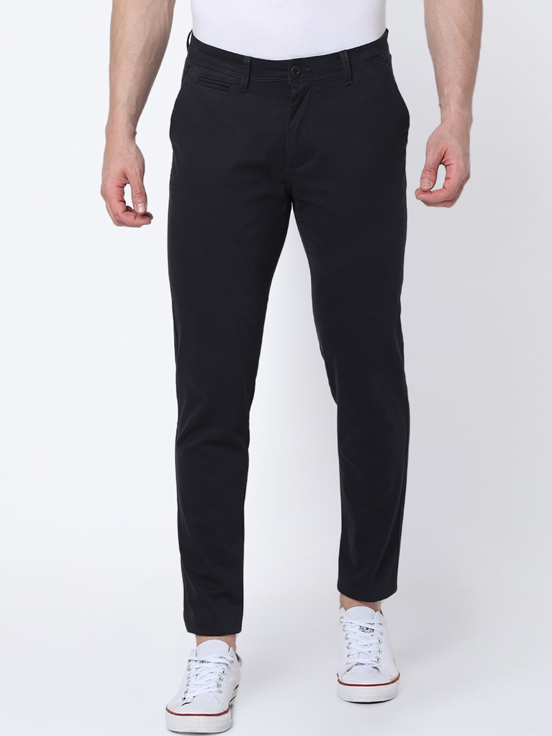 

MERCHANT MARINE Men Black Slim Fit Chinos Trousers