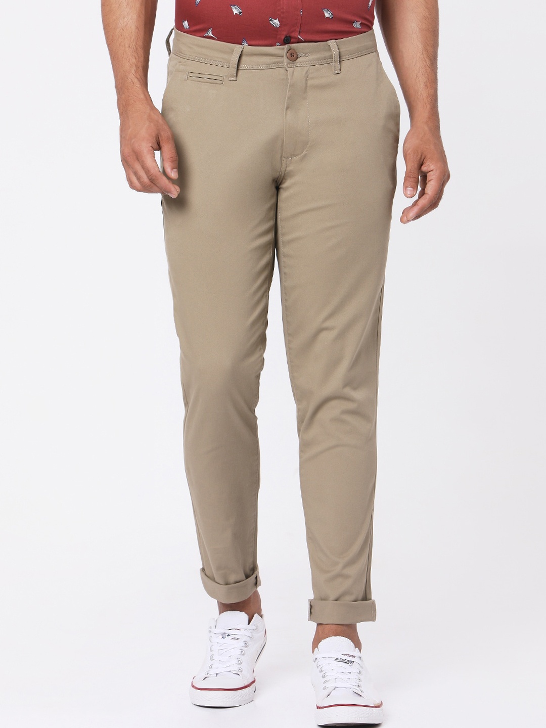 

MERCHANT MARINE Men Beige Slim Fit Chinos Trousers