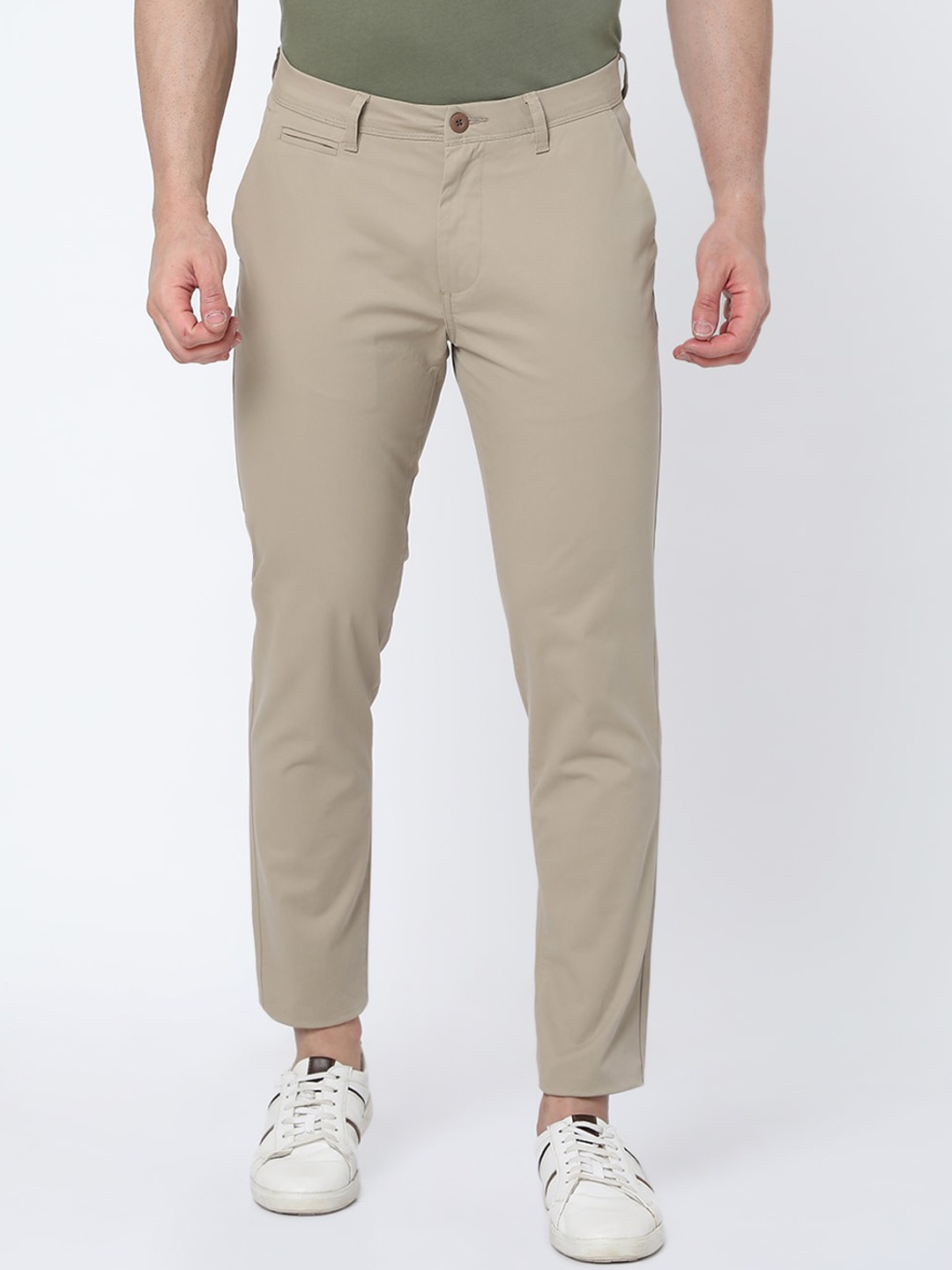 

MERCHANT MARINE Men Khaki Tailored Fit Stretchable Trousers