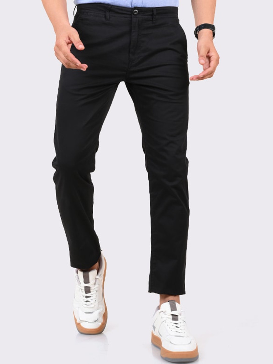 

MERCHANT MARINE Men Black Slim Fit Trousers