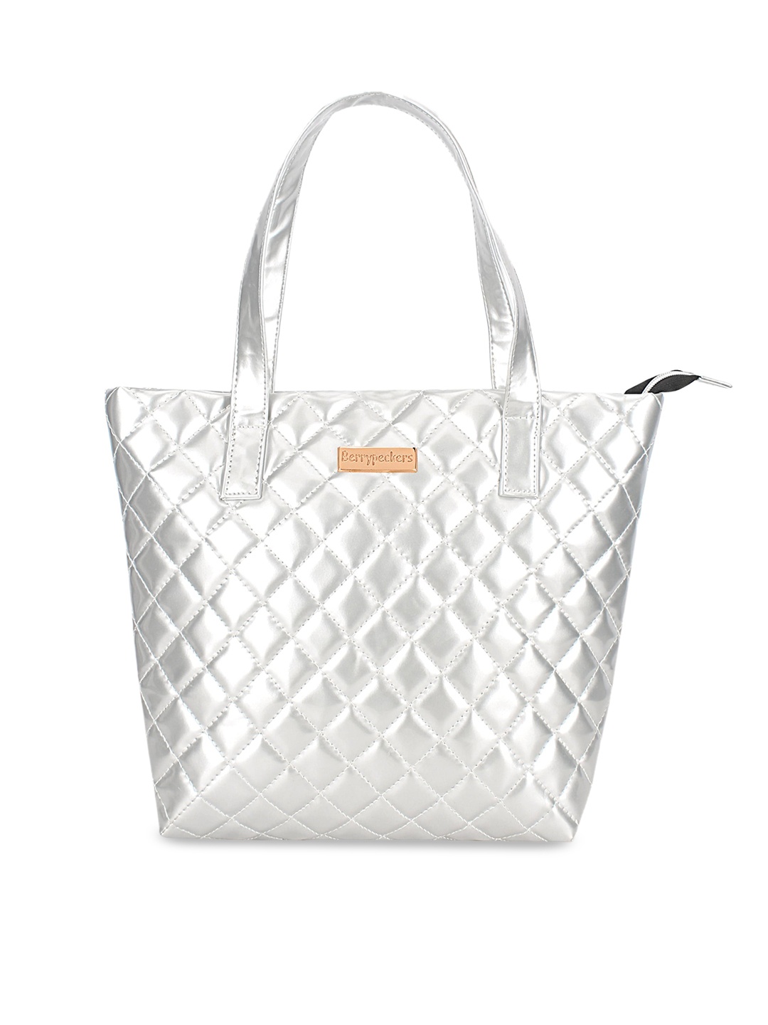 

Berrypeckers Silver-Toned PU Shopper Shoulder Bag with Quilted