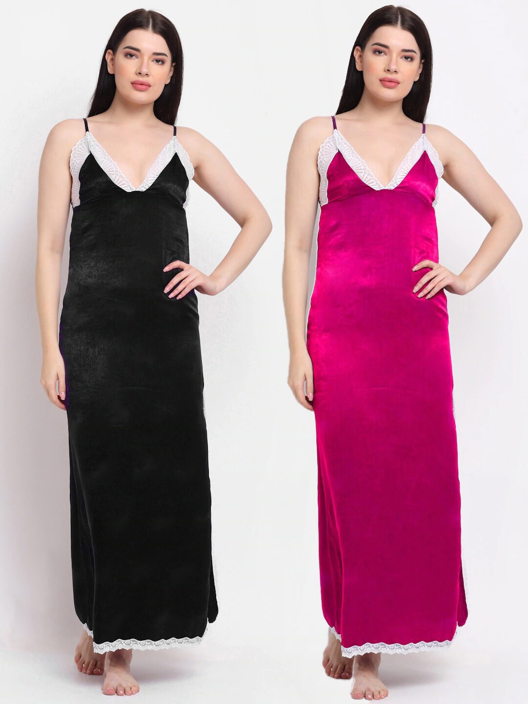 

EROTISSCH Set of 2 Shoulder Straps Lace Inserts Nightdress, Pink