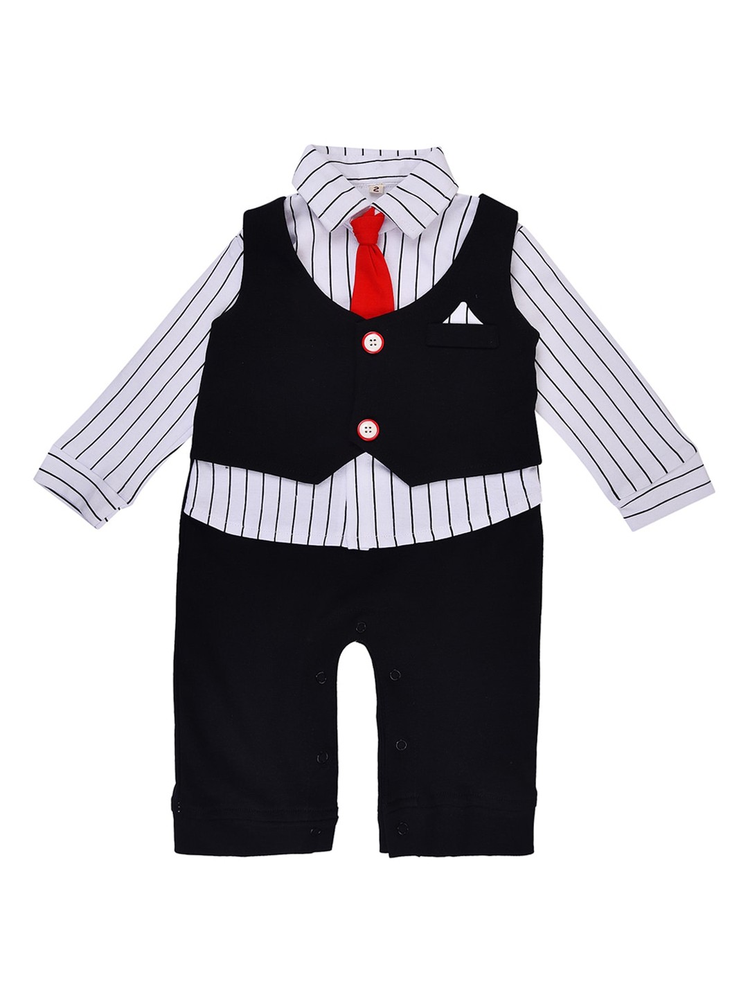 

Wish Karo Infant Black & White Printed Rompers