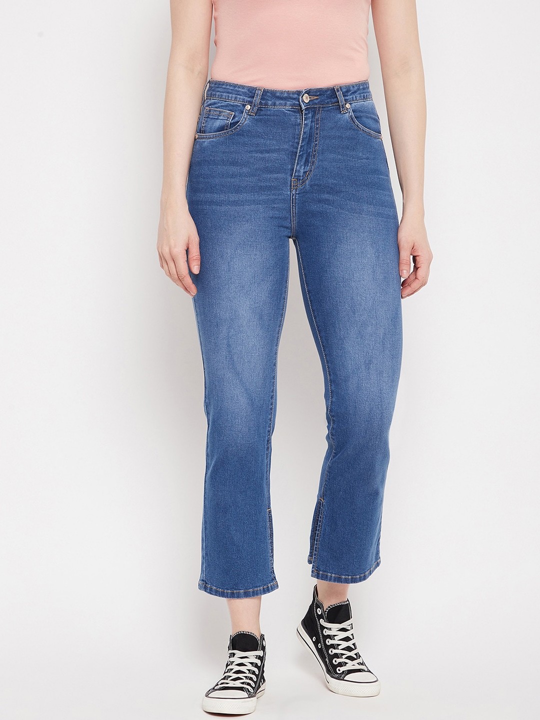 

Madame Women Blue Jean Tapered Fit Light Fade Jeans