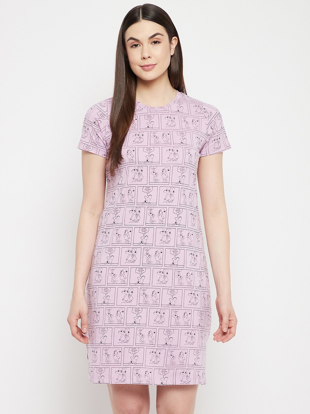 

MADAME M SECRET Women Mauve Abstract Print Nightdress