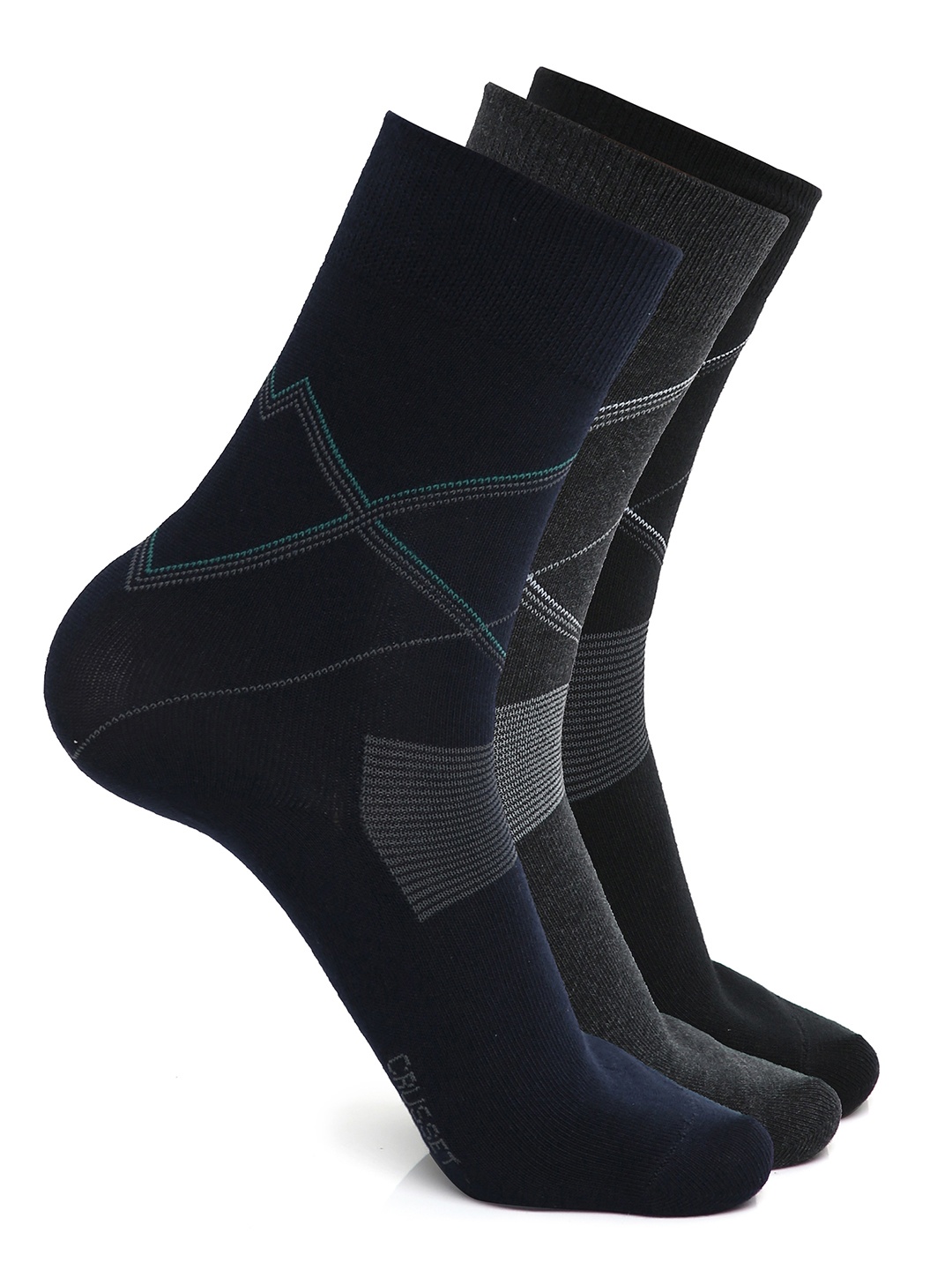 

CRUSSET Men Pack Of 3 Assorted Calf-Length Socks