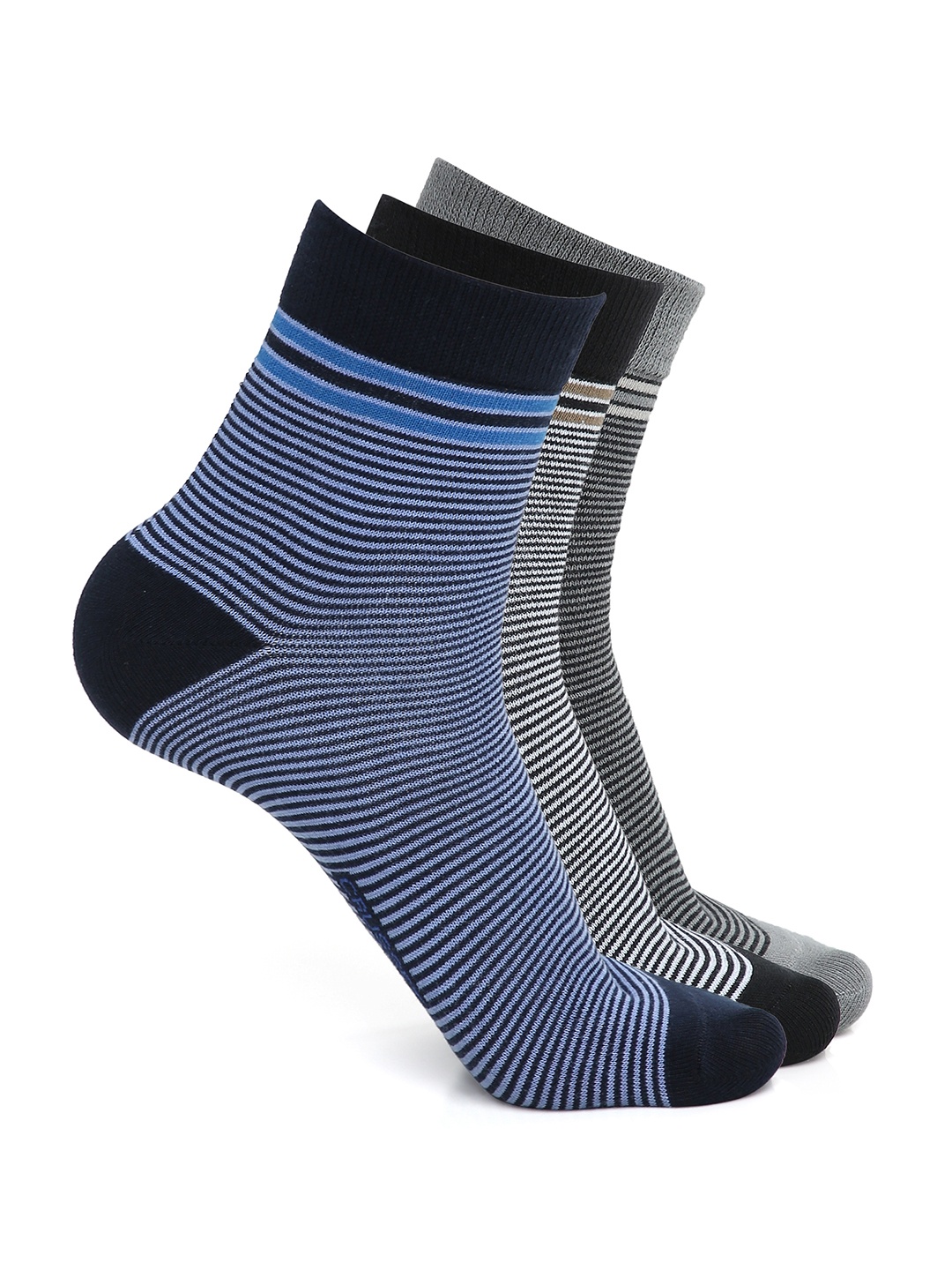 

CRUSSET Men Pack of 3 Assorted Above Striped Ankle Length Socks