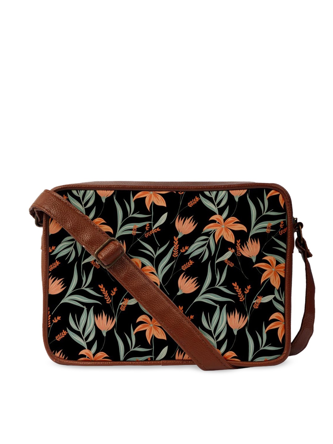Crazy Corner Black Floral Printed Sling Bag
