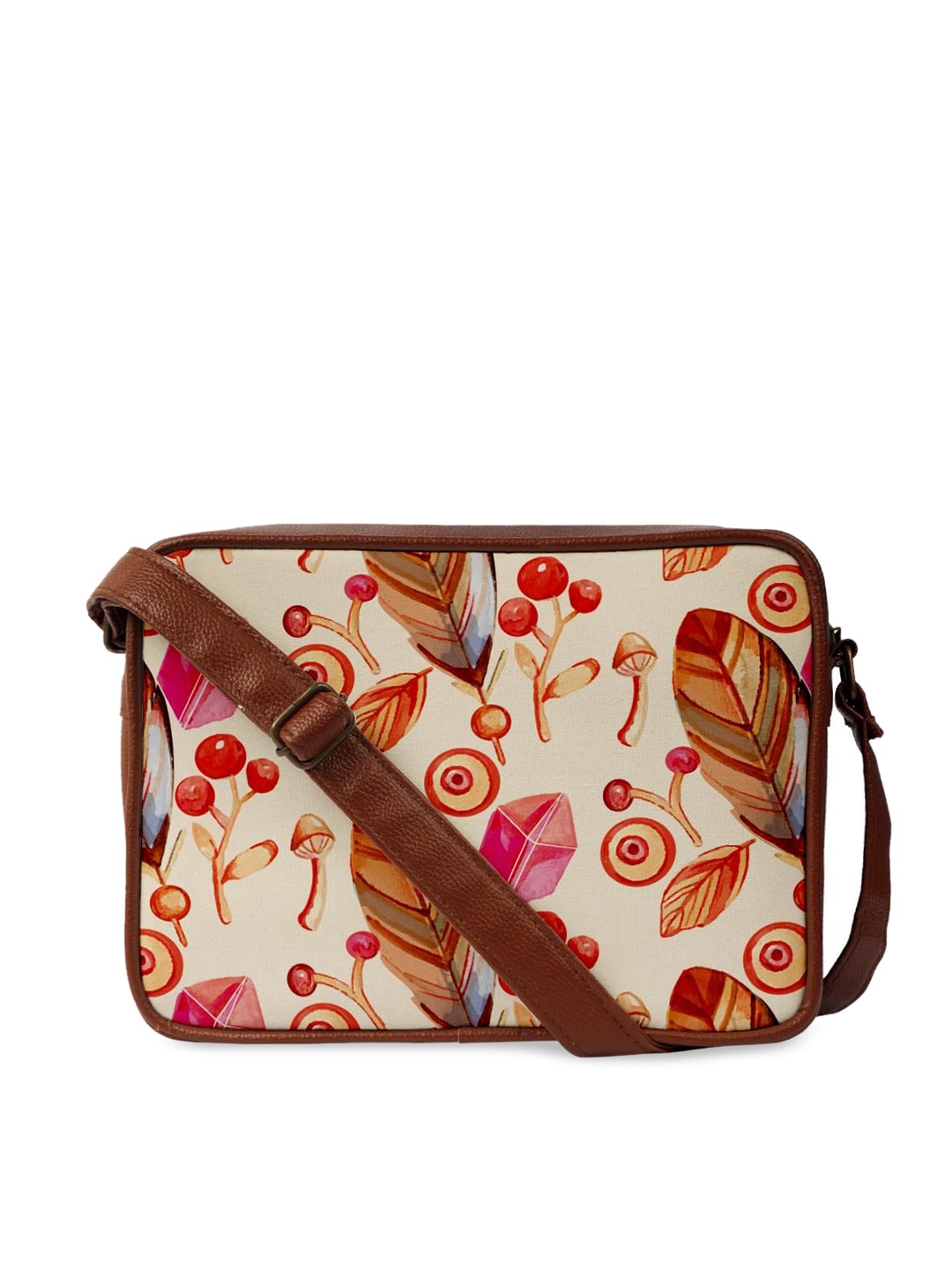

Crazy Corner Orange Printed Structured Sling Bag