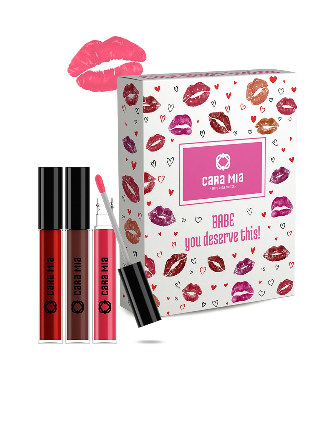 

CARA MIA Kiss of Love C - Set of 3 Liquid Lipsticks, Red