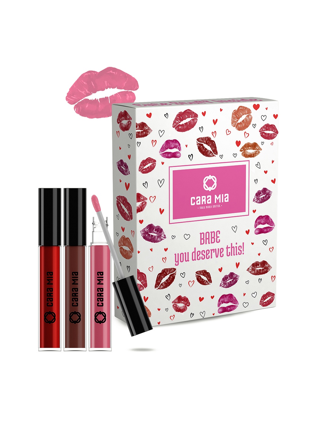 

CARA MIA Kiss of Love B - Set of 3 Liquid Lipsticks - 4g each, Red