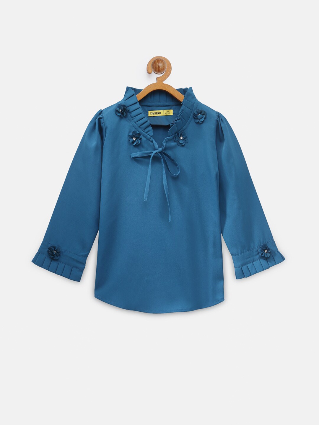 

NYNSH- PlusS Kids Girls Teal Green Tie-Up Neck Top