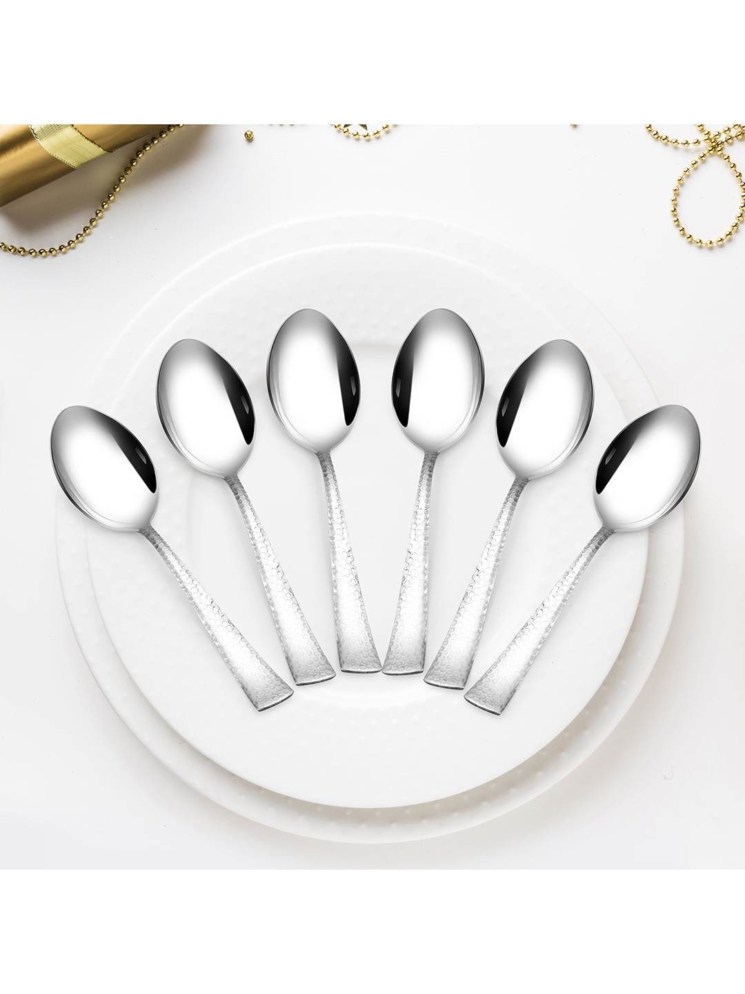 

Athome by Nilkamal Set Of 6 Silver-Toned Vintage Table Spoons