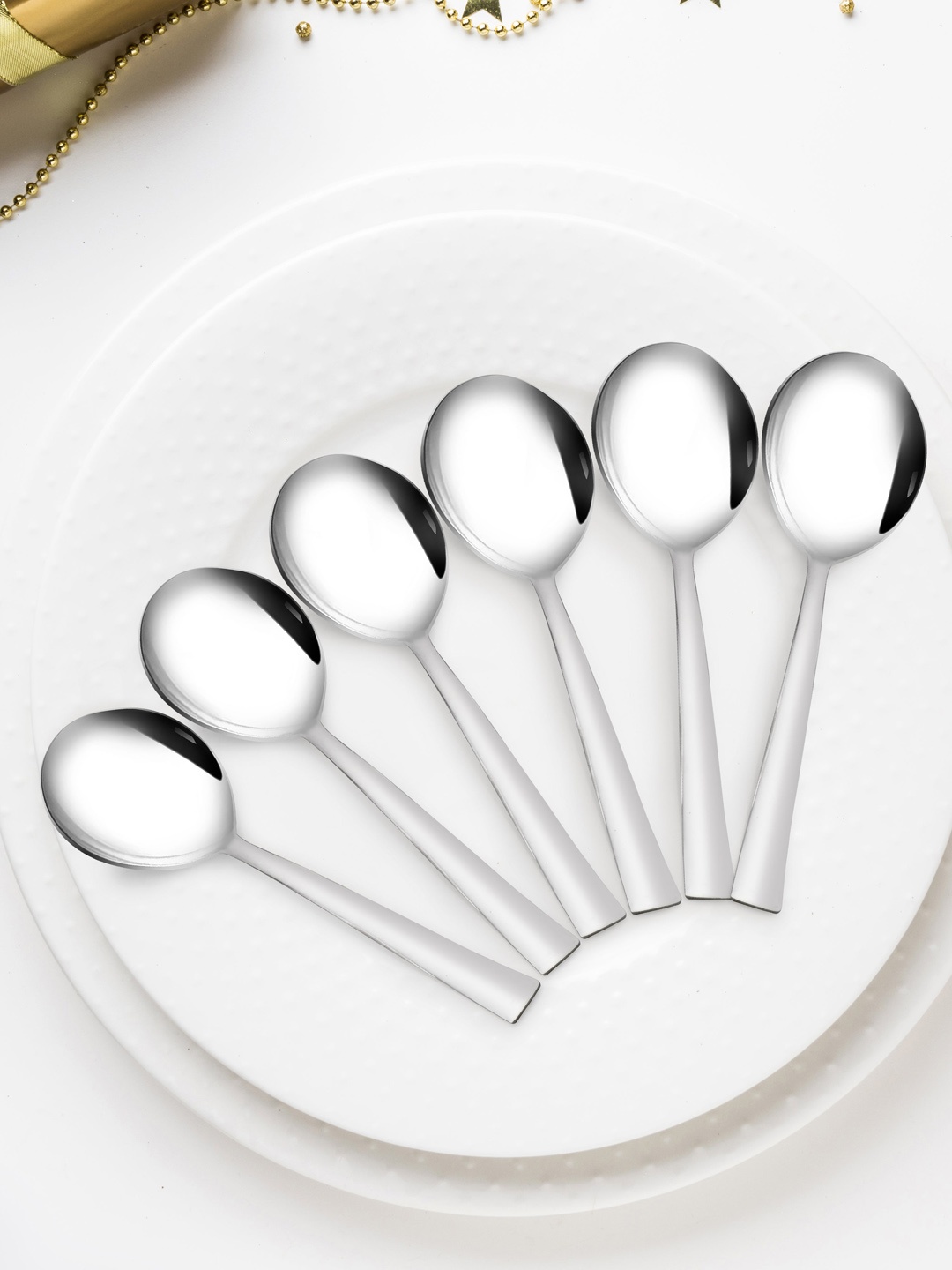 

Athome by Nilkamal Set of 6 Soup Spoons, Silver