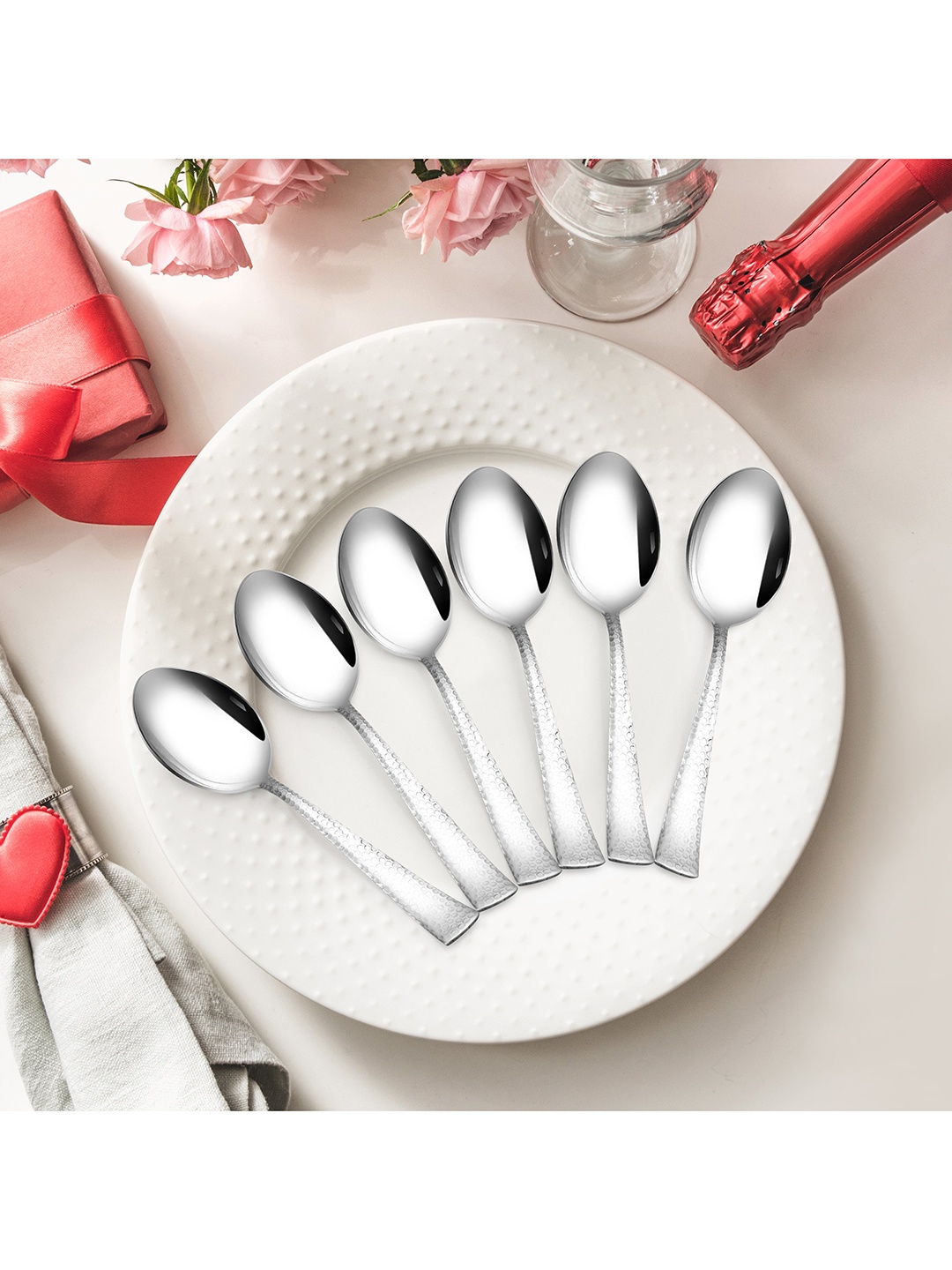 

Athome by Nilkamal Set Of 6 Silver-Toned Vintage Table Spoons