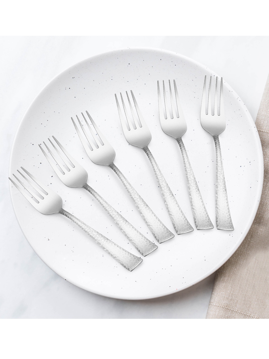 

Athome by Nilkamal Silver-Toned Set Of 6 Textured Serving Forks