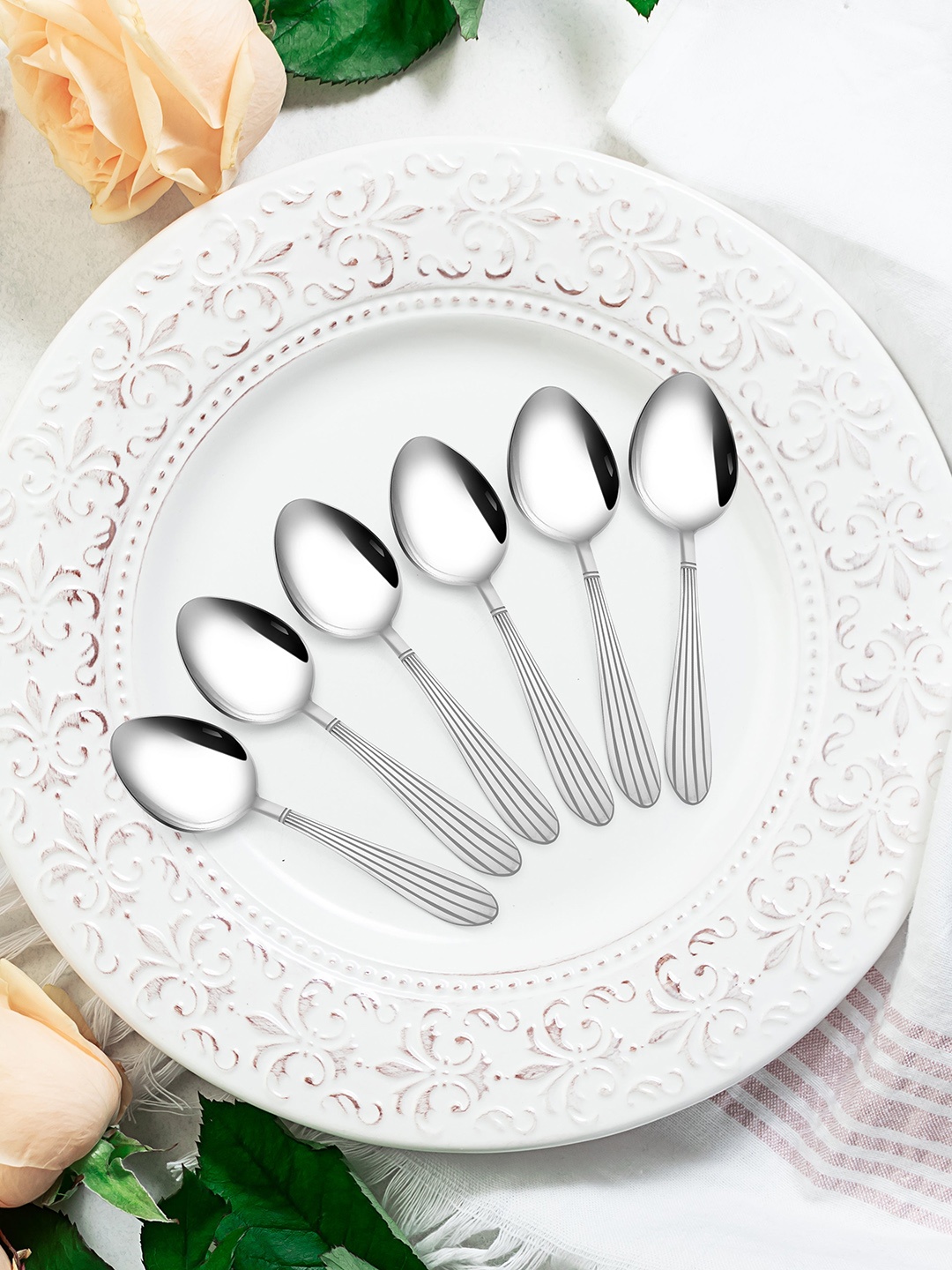 

Athome by Nilkamal Set of 6 Soup Spoons, Silver