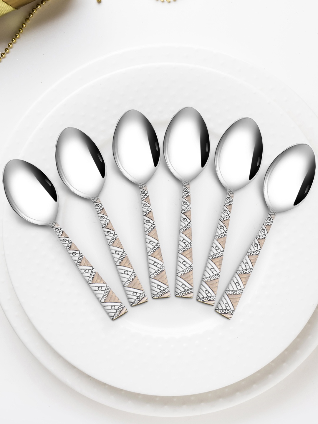 

Athome by Nilkamal Silver Set Of 6 Stainless Steel Table Spoons