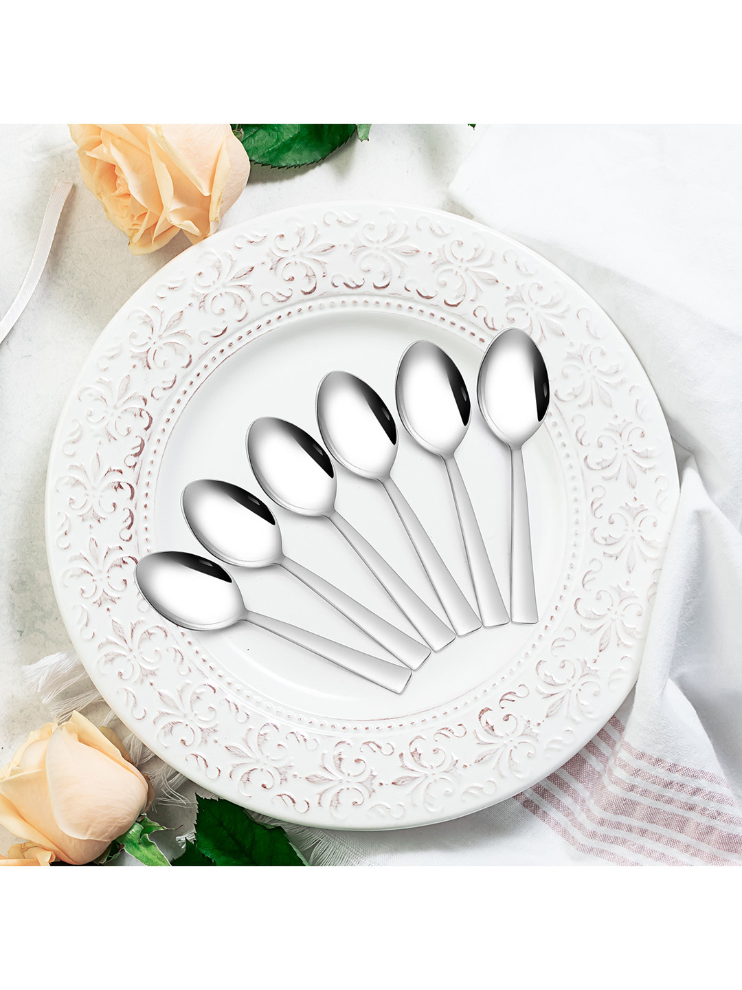 

Athome by Nilkamal Set of 6 Silver Cutlery Tea Spoons