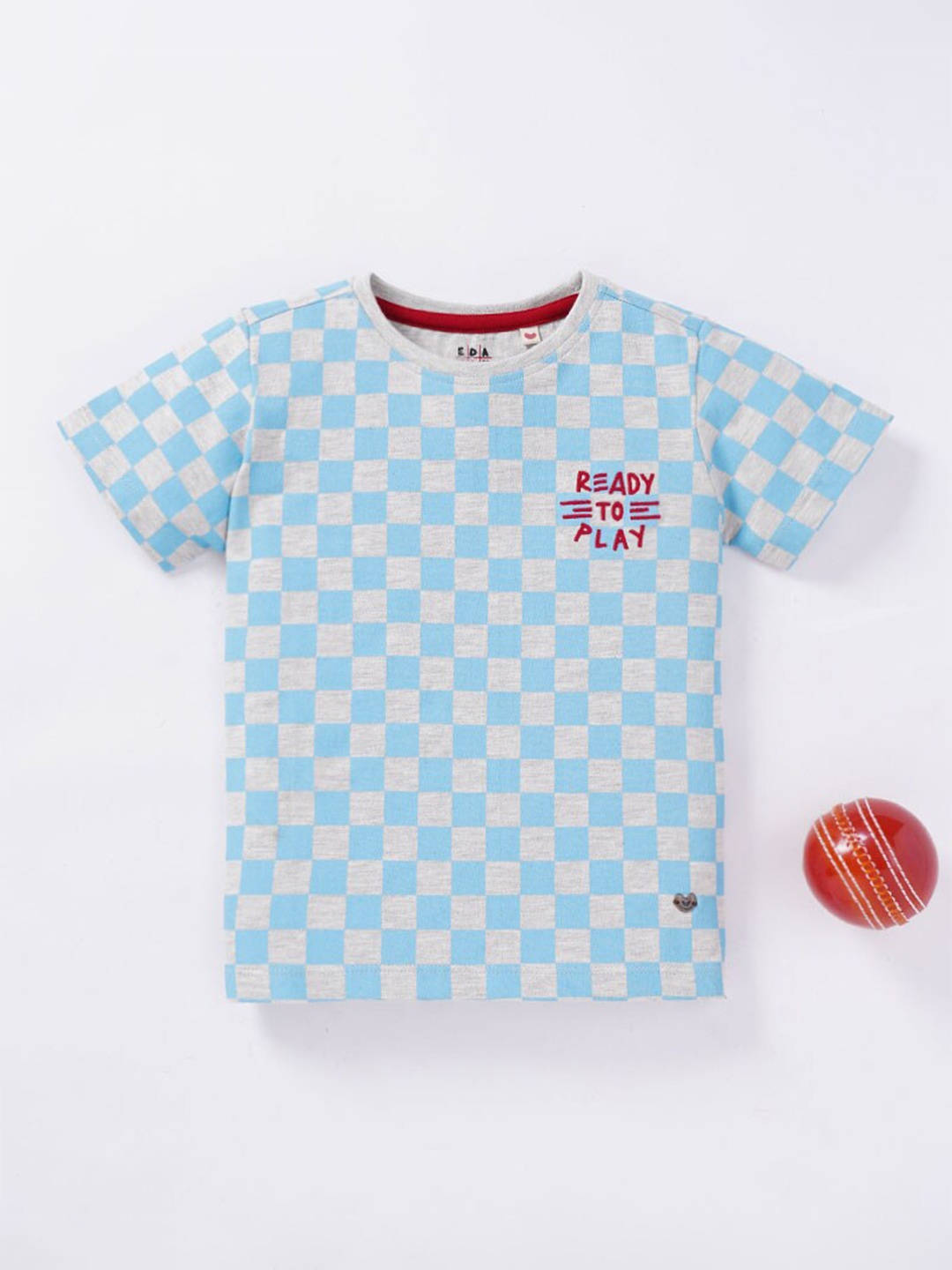 

Ed-a-Mamma Boys Blue & Grey Checked T-shirt