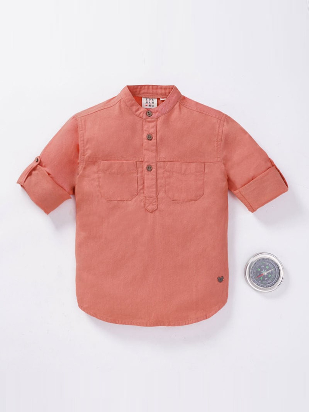 

Ed-a-Mamma Boys Peach Premium Cotton Casual Shirt