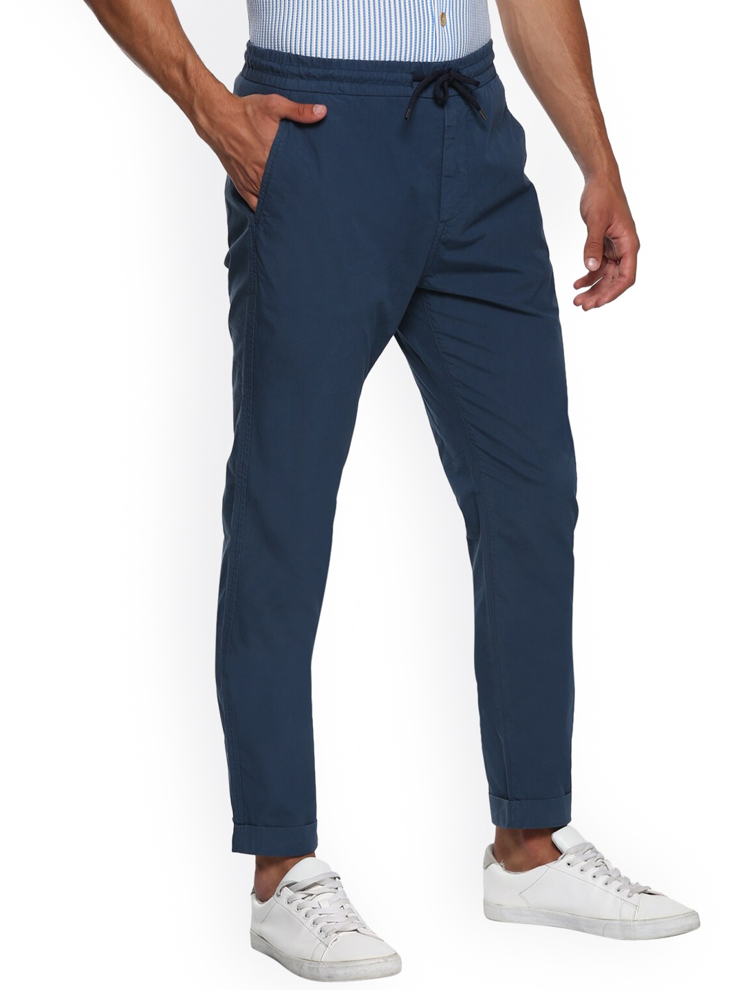 

PS By Paul Smith Men Navy Blue Regular Fit Cotton Trousers