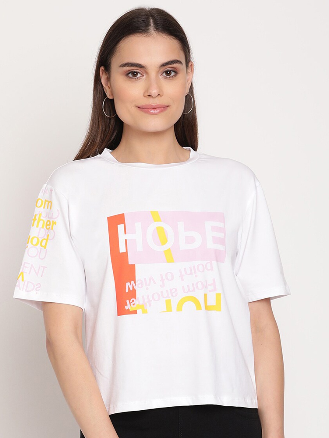 

Madame White Print Boxy Top