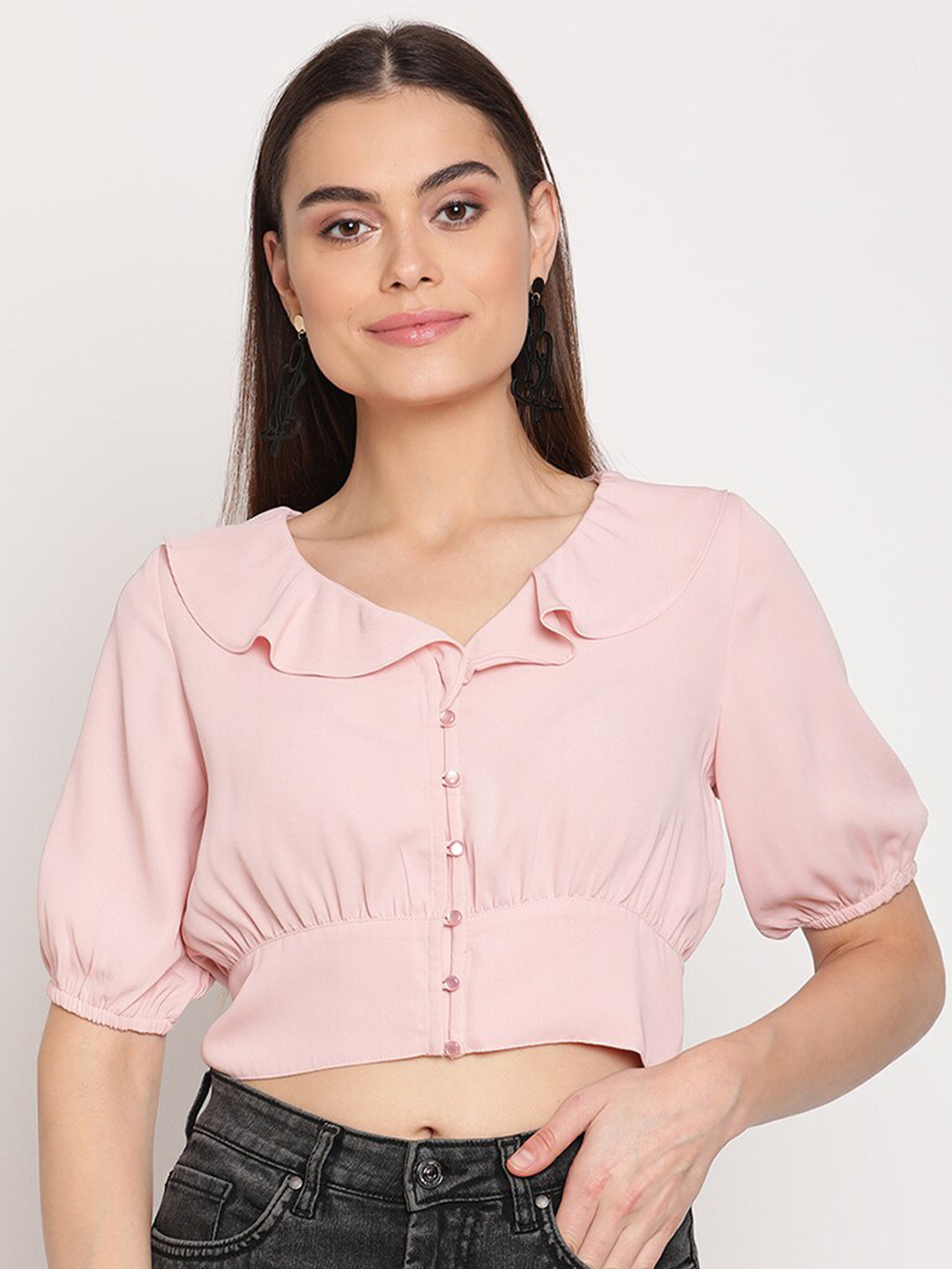 

Madame Rose Peter Pan Collar Blouson Crop Top