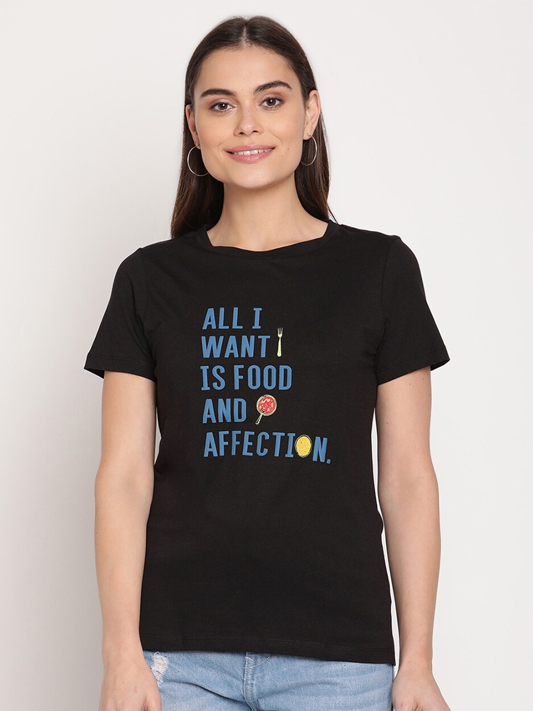 

Madame Women Black Typography Printed Top