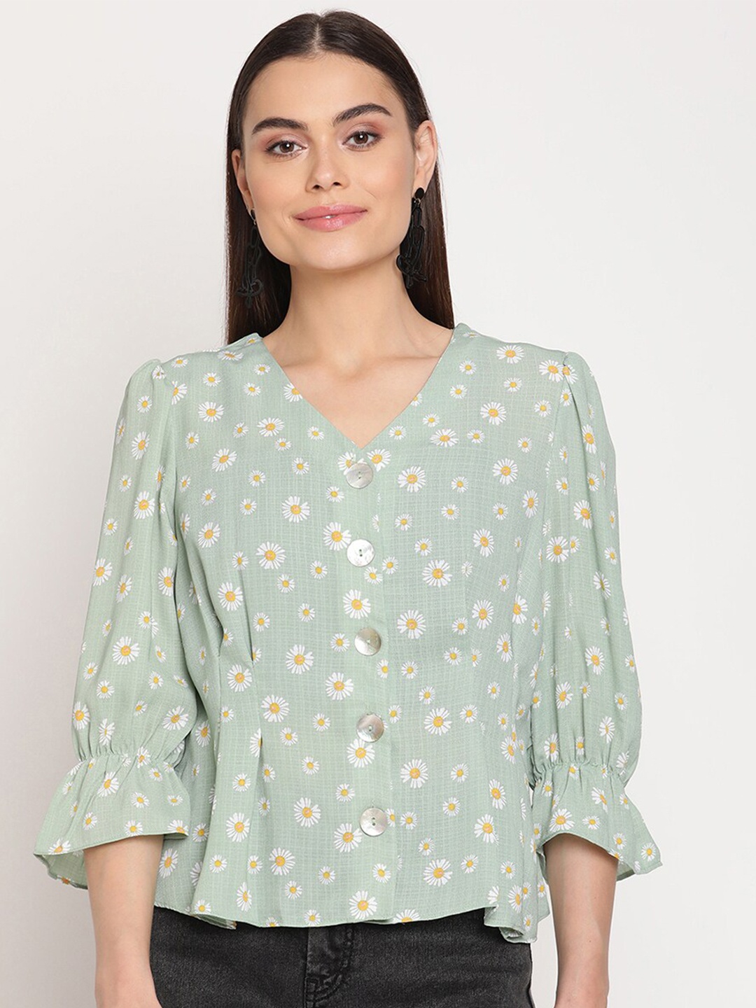 

Madame Green Floral Print Top