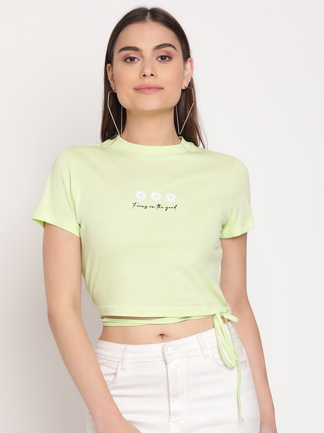 

Madame Green Printed Crop Top