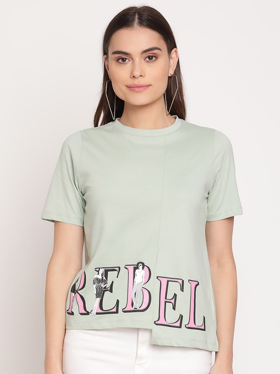 

Madame Women Sage Green Printed Top