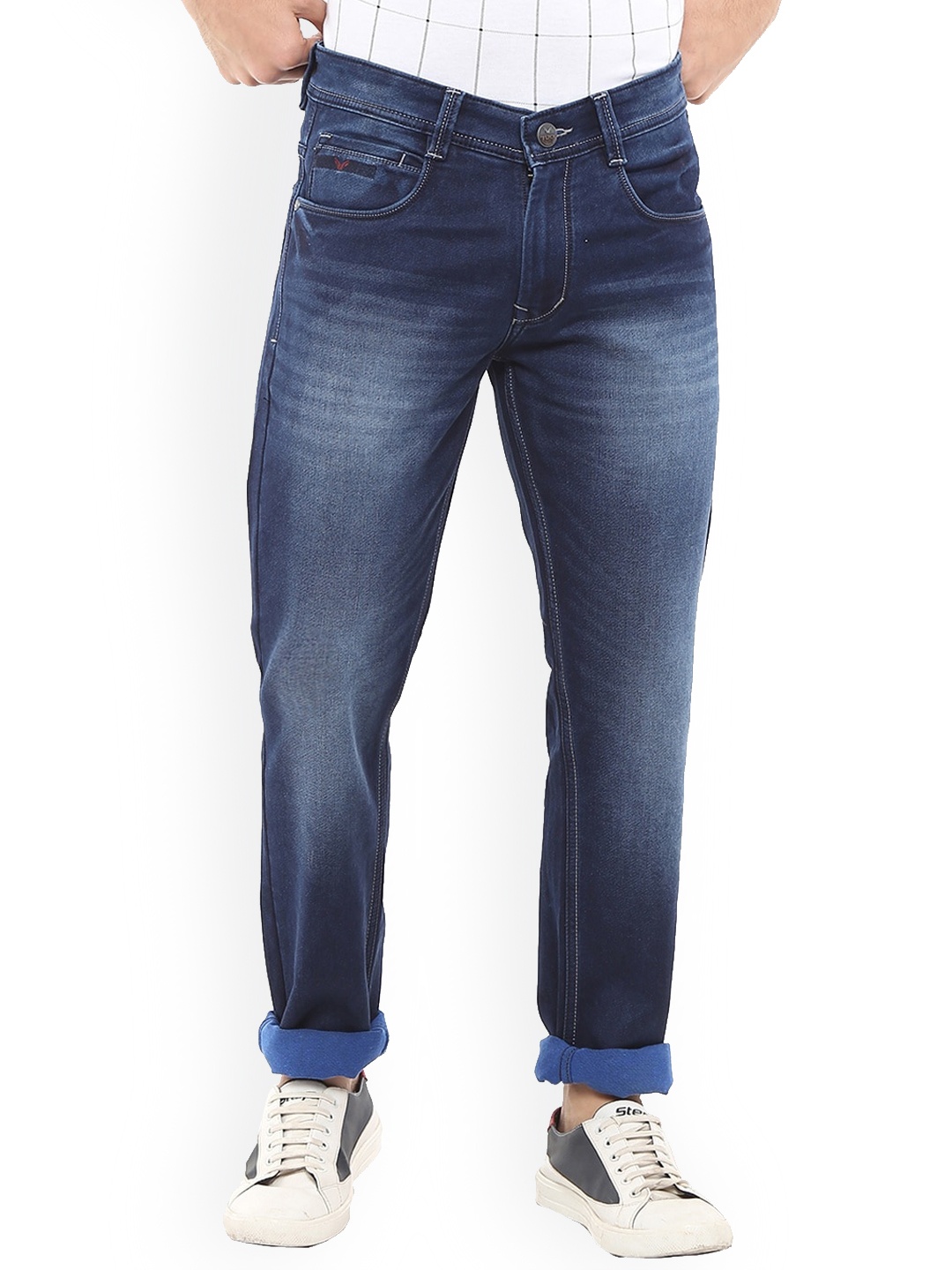 

V-Mart Men Navy Blue Slim Fit Low Distress Heavy Fade Stretchable Jeans