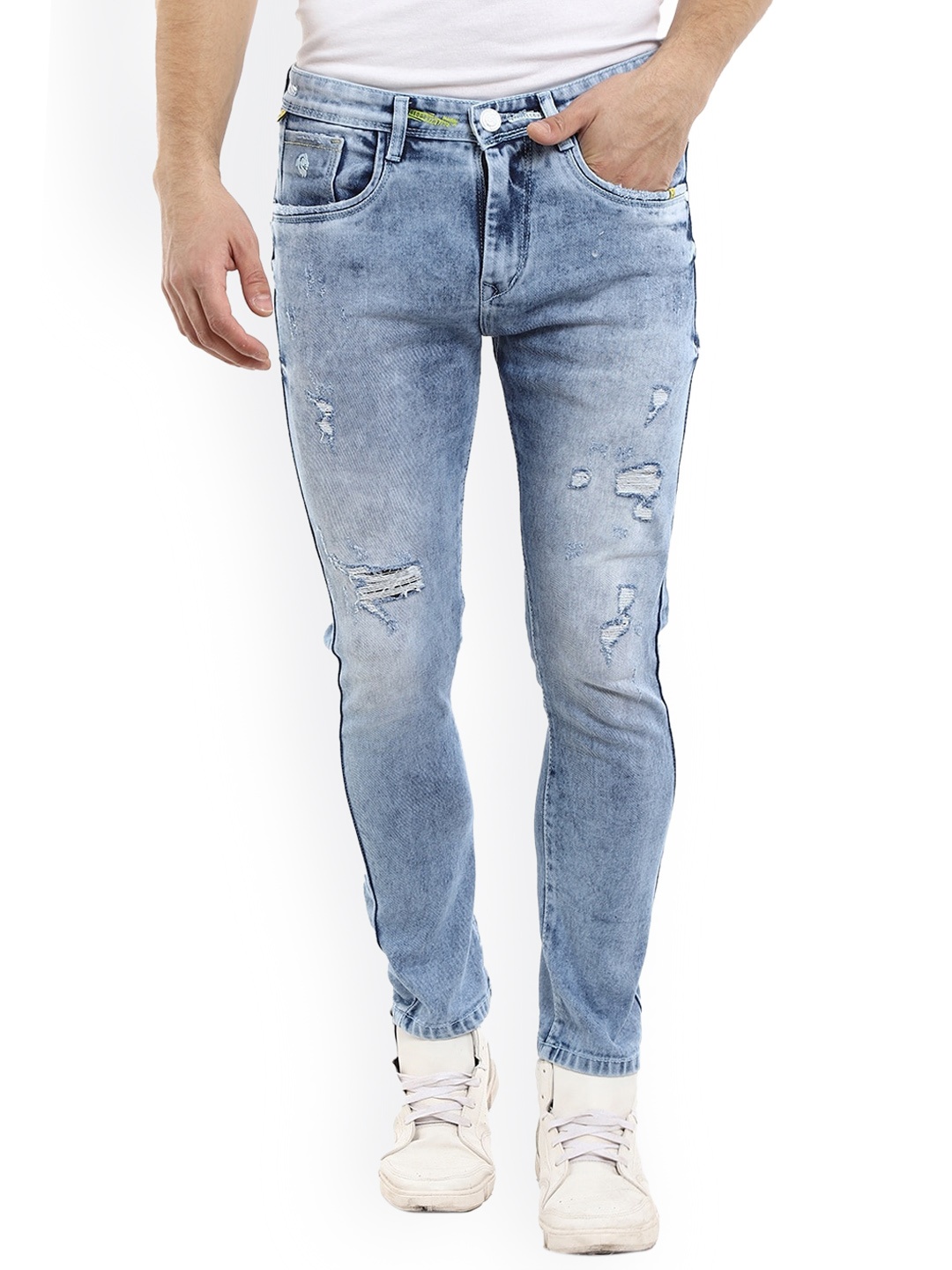

V-Mart Men Blue Regular Fit Mildly Distressed Heavy Fade Stretchable Jeans
