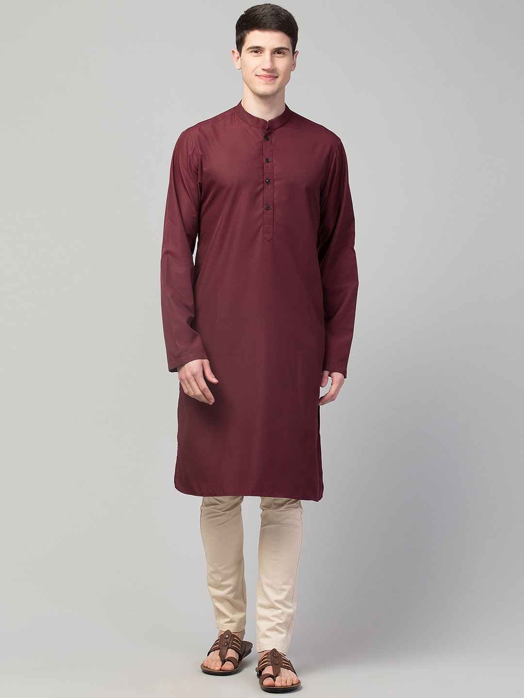 

Waahiba Men Maroon Cotton Kurta