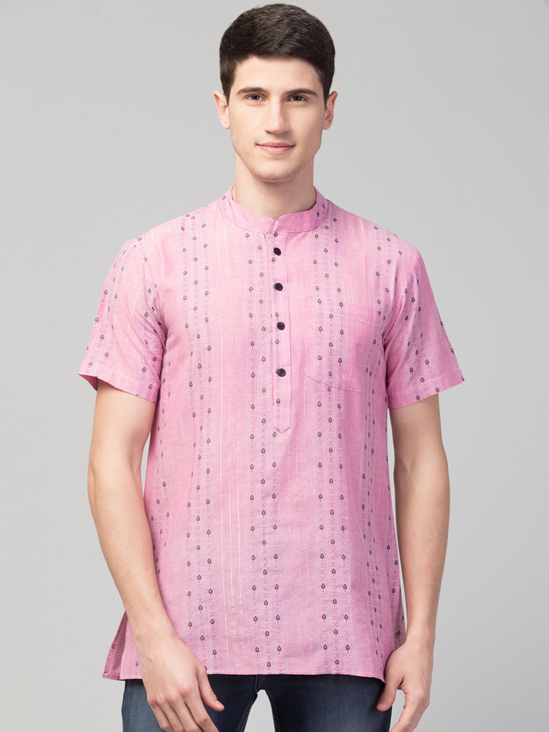 

Waahiba Men Pink & Black Kurta